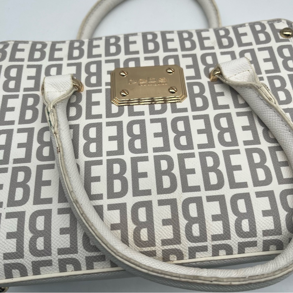 Bebe Women's Faux Leather Purse Handbag Cream Color - Picture 11 of 15